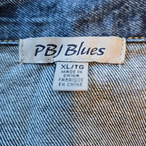PBJ Blues Denim Sweater Vest Women's XL Indigo Casual Festival Coastal Summer - Picture 3 of 13